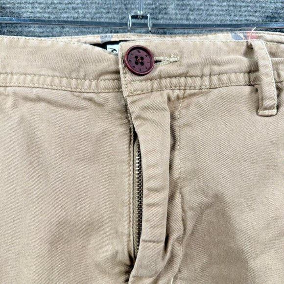 Rip Curl Shorts Mens 34 Tan Beige Chino Casual Surf Beach Embroidered Flat Front - Picture 2 of 8